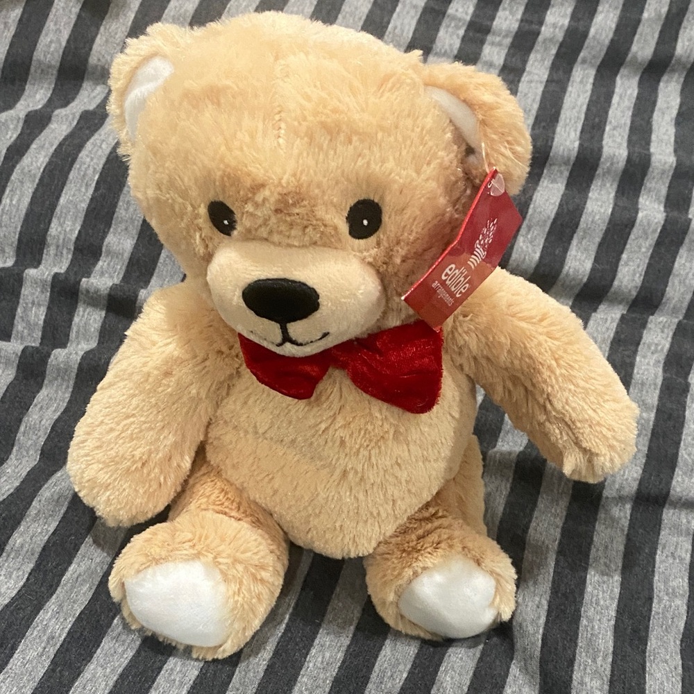 Adorable Plush Teddy Bear with Red Bow